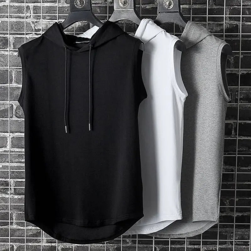 Short Sleeve Vest Tank Top With Hoodies