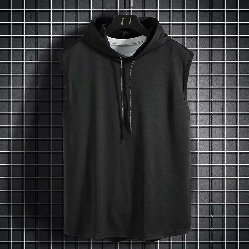 Short Sleeve Vest Tank Top With Hoodies