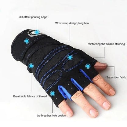 Unisex Gym Gloves - Weightlifting, Wrist Support, Shockproof, Training & Cycling