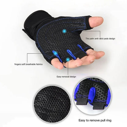 Unisex Gym Gloves - Weightlifting, Wrist Support, Shockproof, Training & Cycling